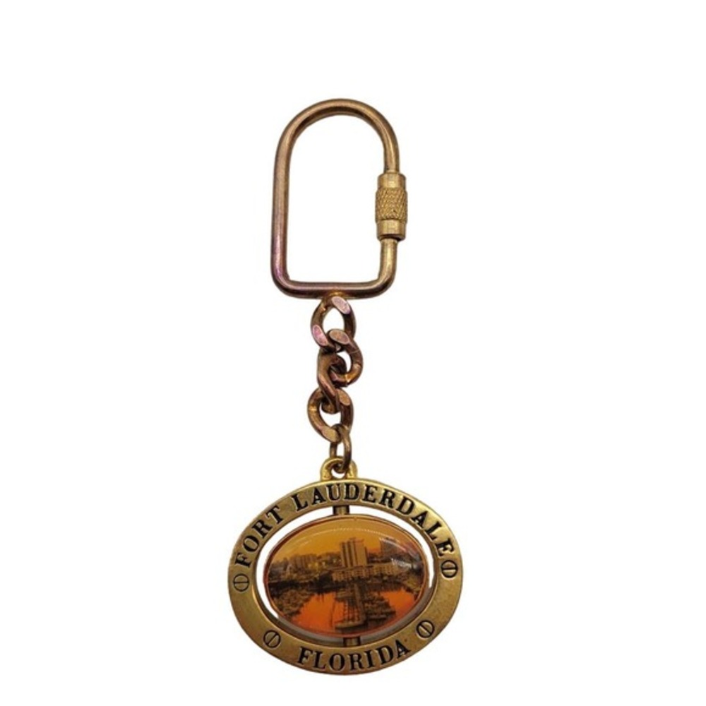 Vintage Ft Lauderdale Florida Spinner Keychain with‎ Spinning Center Souvenir